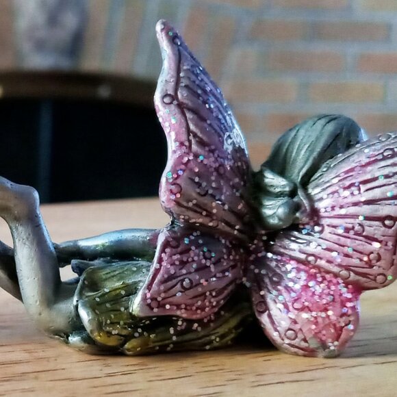 2 Mythical Sparkly Vintage Pewter Whimsical Fairy Figurines Decor/Collectibles - Picture 6 of 11